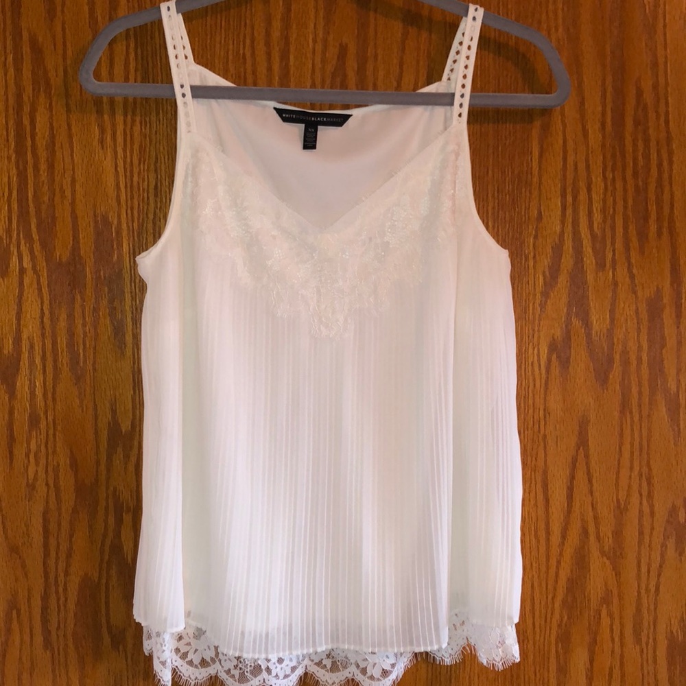 White House Black Market white lace top